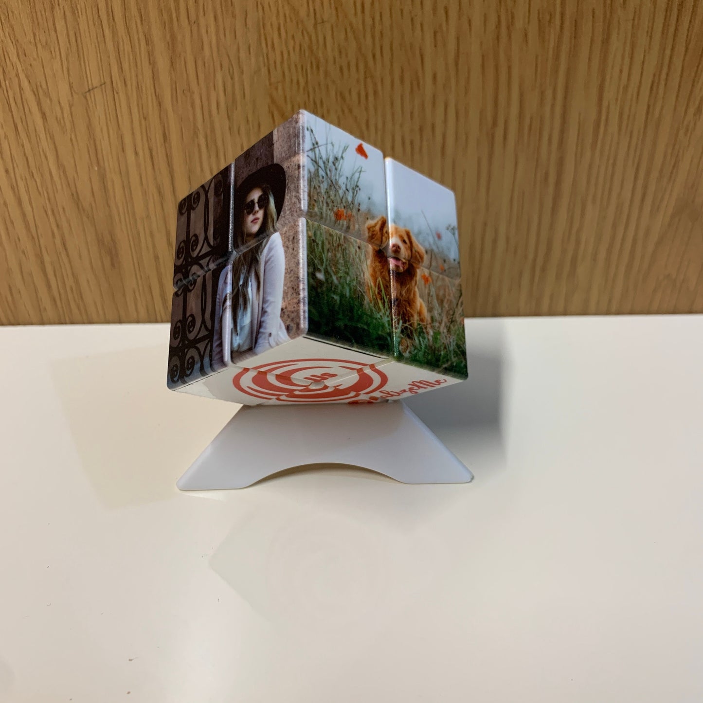 5x5cm, 2x2x2 Block, Personalized Photo Cube with Personalized Stand, Add up to 6 photos