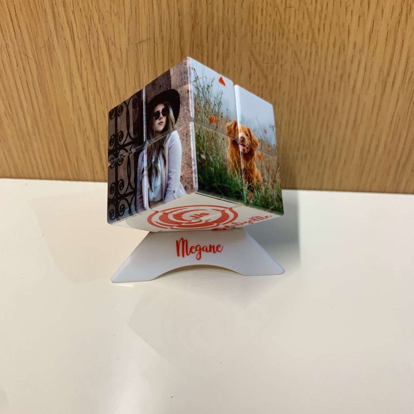 5x5cm, 2x2x2 Block, Personalized Photo Cube with Personalized Stand, Add up to 6 photos